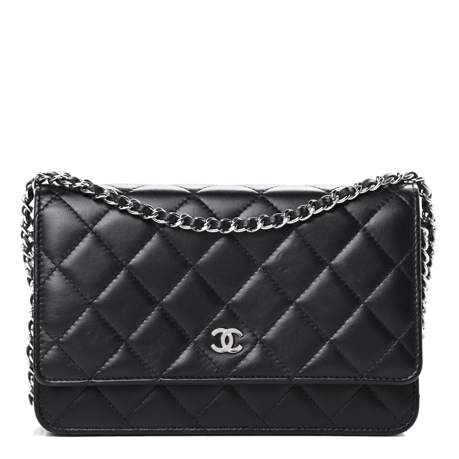 Chanel Lambskin Quilted Wallet On Chain WOC Black 1 of 16