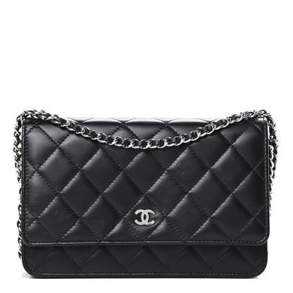 Chanel Lambskin Quilted Wallet On Chain WOC Black 1 of 16