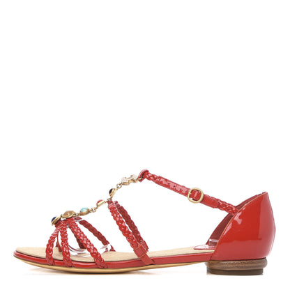 Chanel Patent Rope CC Sandal 36.5 Red 1 of 9