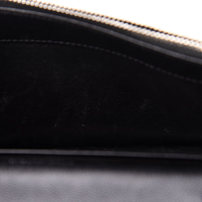 Saint Laurent Grain De Poudre Matelasse Chevron Monogram Envelope Chain Wallet Black 7 of 10