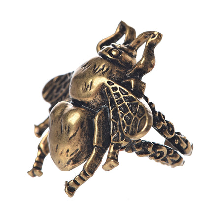 Gucci Metal Enamel Bee Ring M Aged Gold 2 of 4