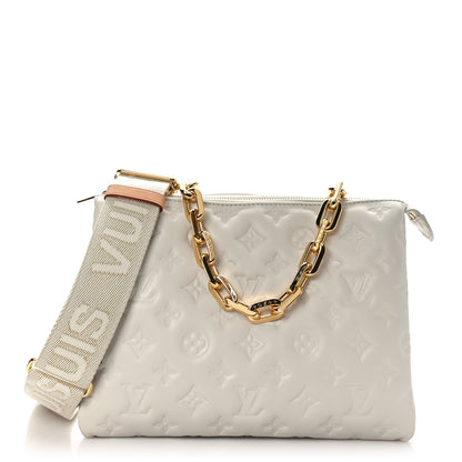 Louis Vuitton Lambskin Embossed Monogram Coussin PM Beige Cream 1 of 9