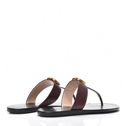 Gucci Calfskin GG Marmont Thong Sandals 36 Vintage Bordeaux 4 of 8