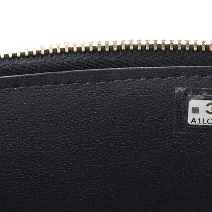 Chanel Wool Plaid Quilted Small Vanity Case With Chain Blue 8 of 12