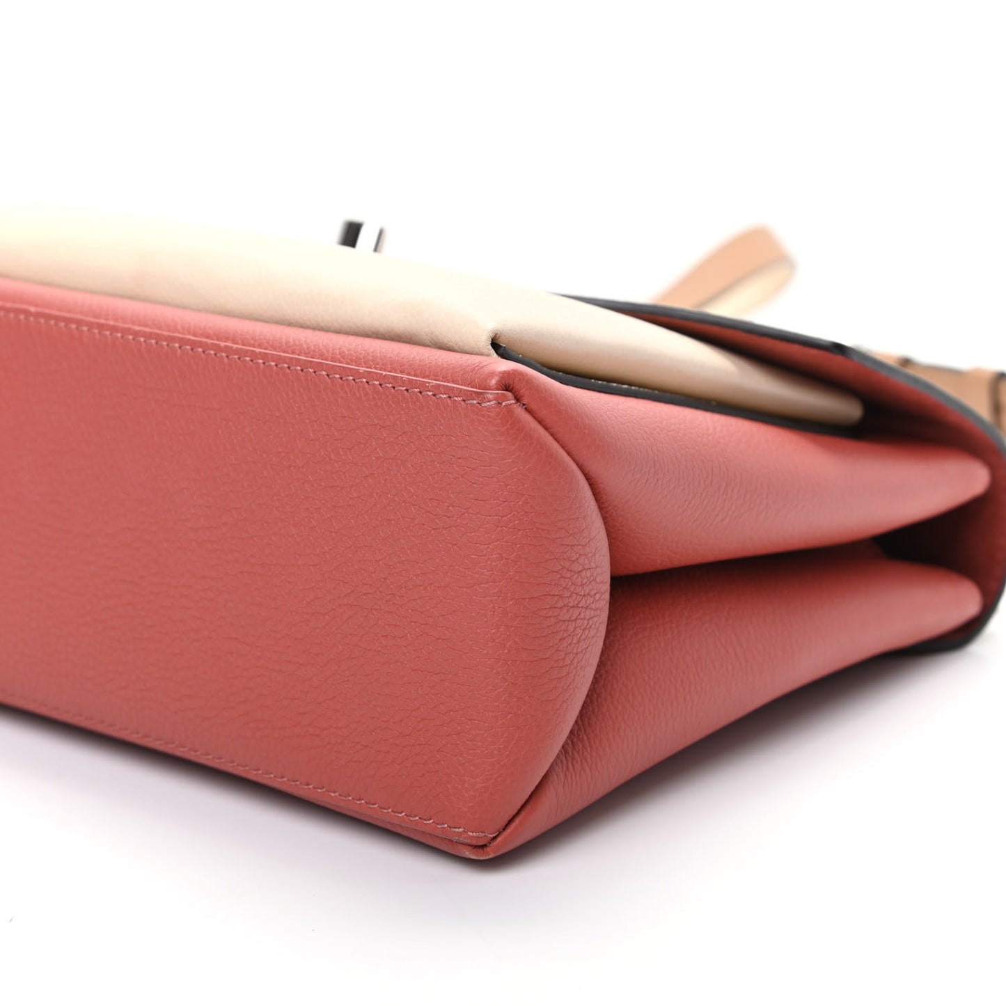 Soft Calfskin My Lockme Top Handle Vieux Rose Sesame Creme