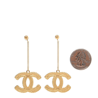 Chanel CC Drop Earrings Matte Gold 3 of 6
