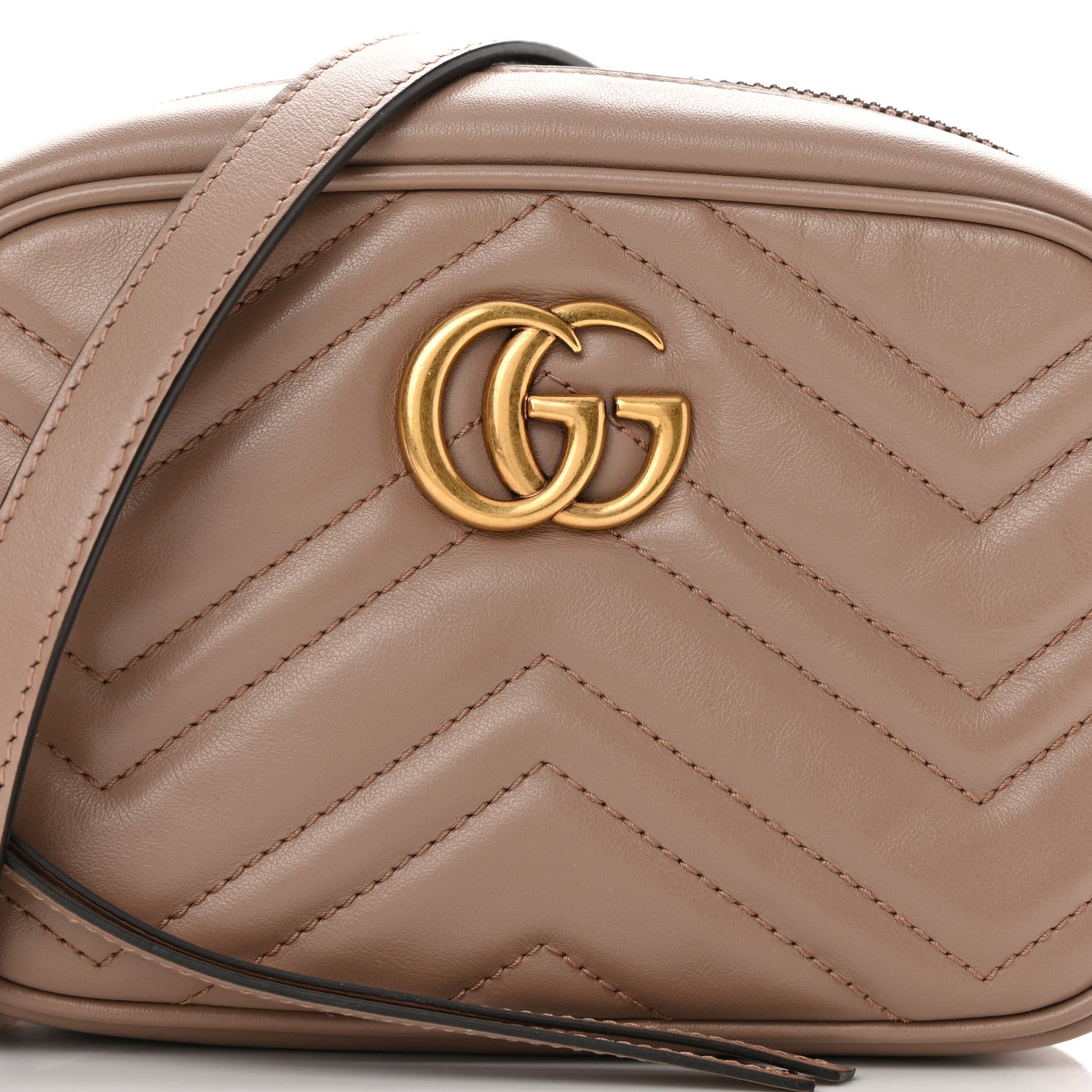 Gucci Calfskin Matelasse Mini GG Marmont Chain Shoulder Bag Porcelain Rose 8 of 10