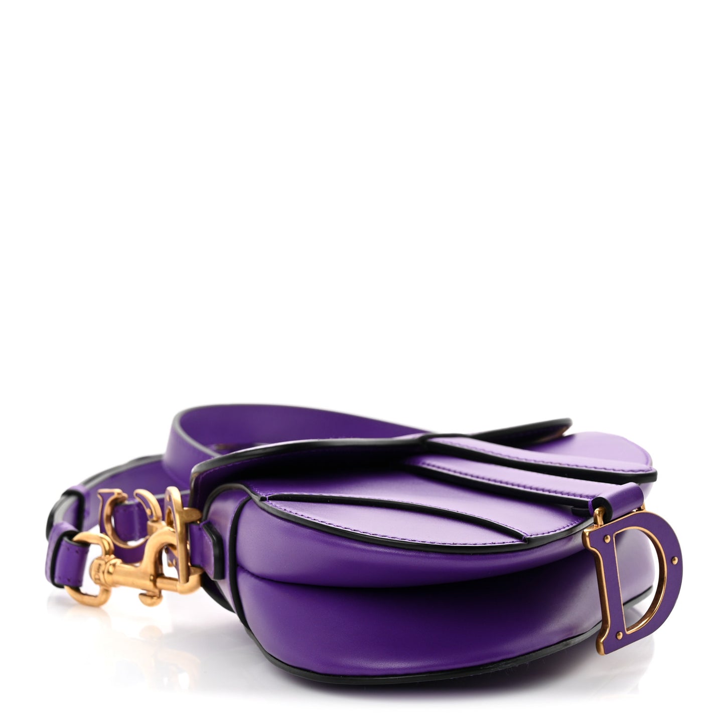 Supple Calfskin Mini Saddle Bag Purple