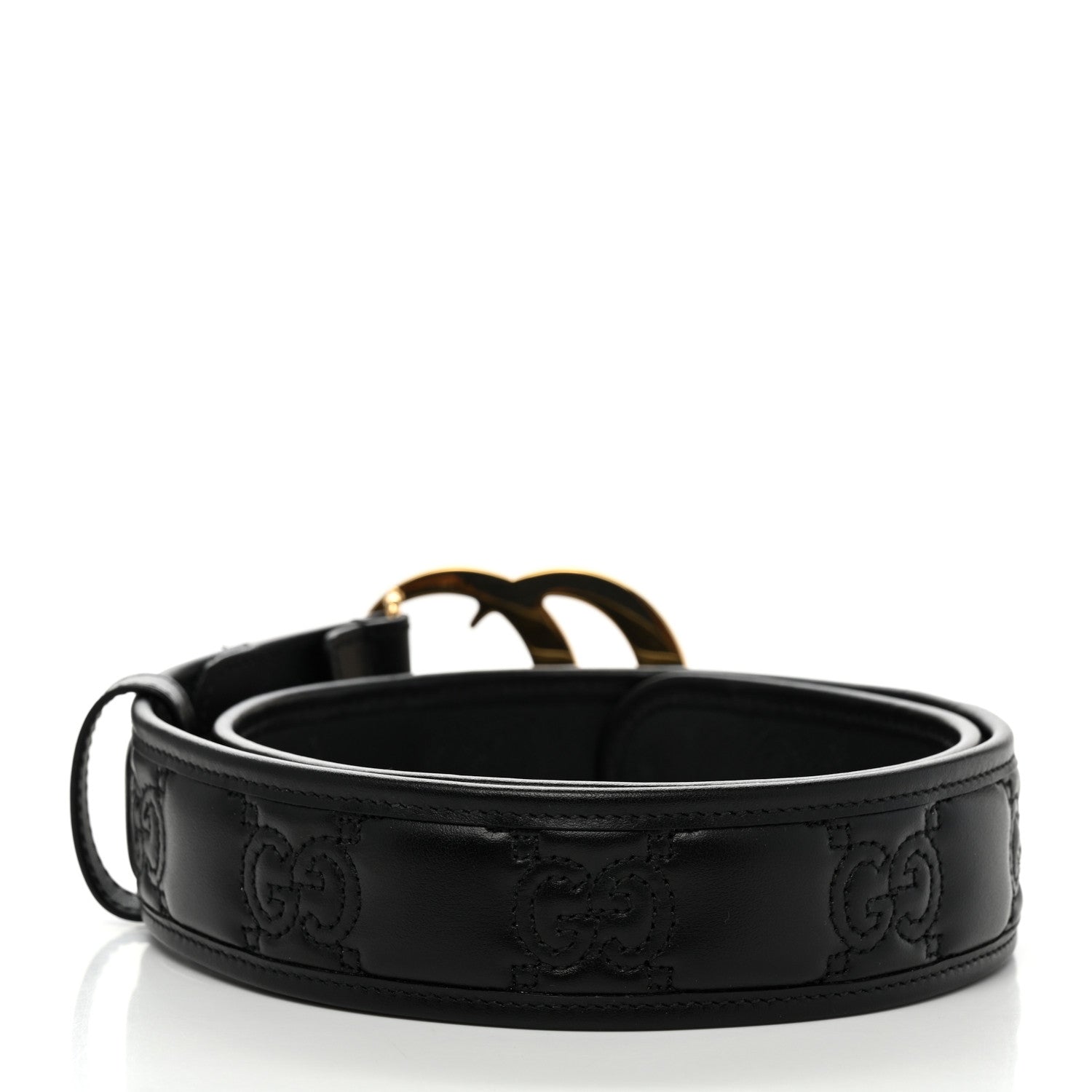 Gucci Calfskin GG Matelasse Marmont 40mm Belt 80 32 Black 2 of 5