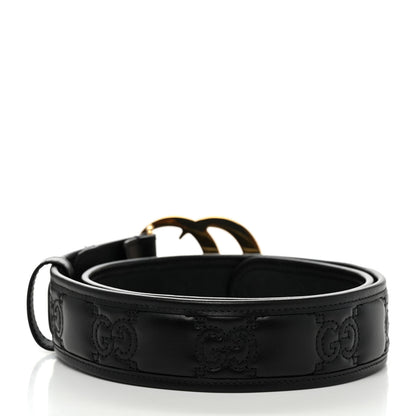 Gucci Calfskin GG Matelasse Marmont 40mm Belt 80 32 Black 2 of 5