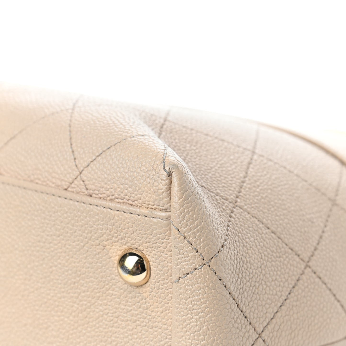 Caviar Stitched Shopping Tote Beige