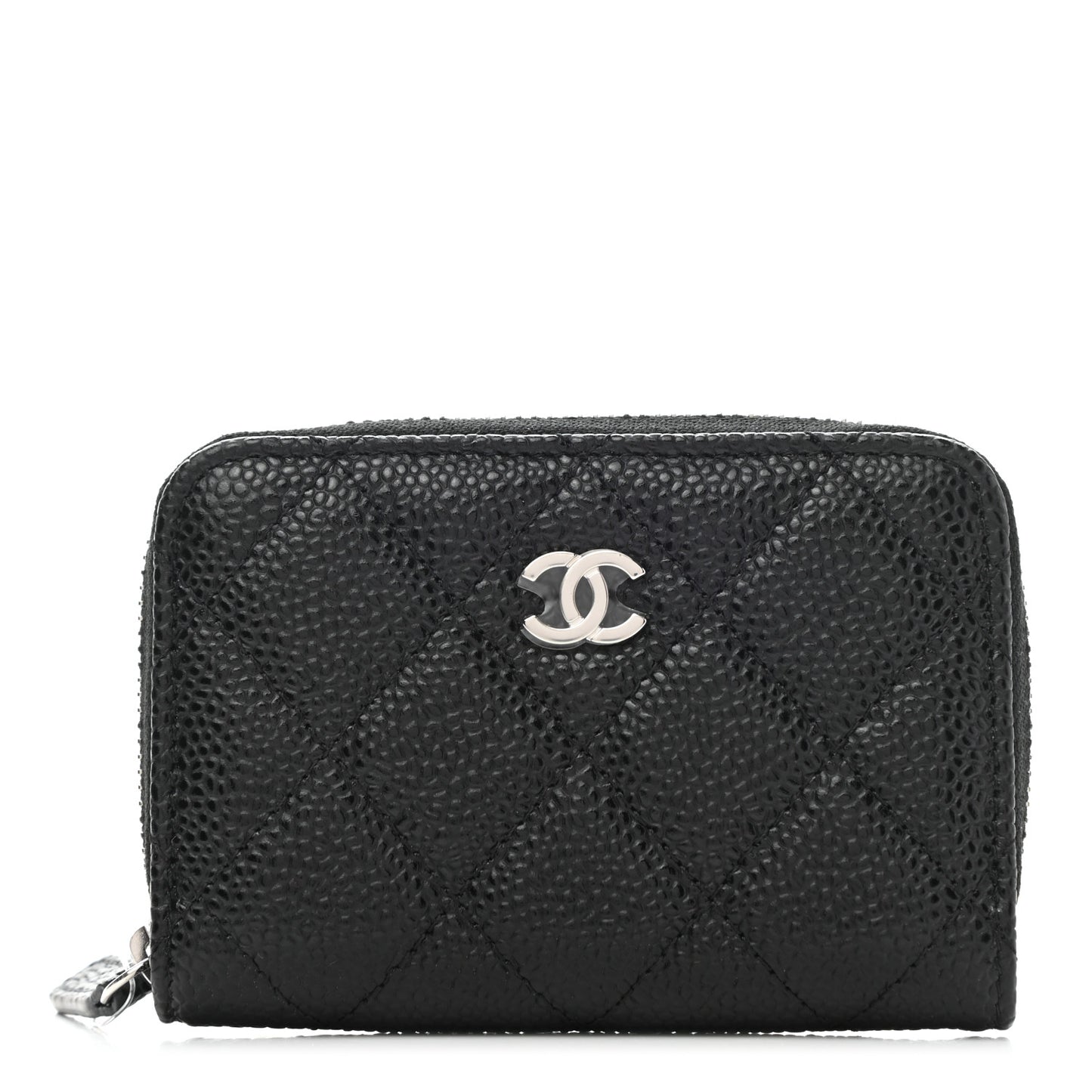 Caviar Quilted Classic Zipped Coin Purse Black