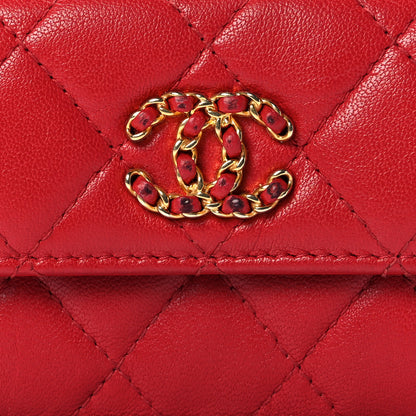 Chanel Lambskin Quilted Small Chanel 19 Flap Wallet Red 8 of 9