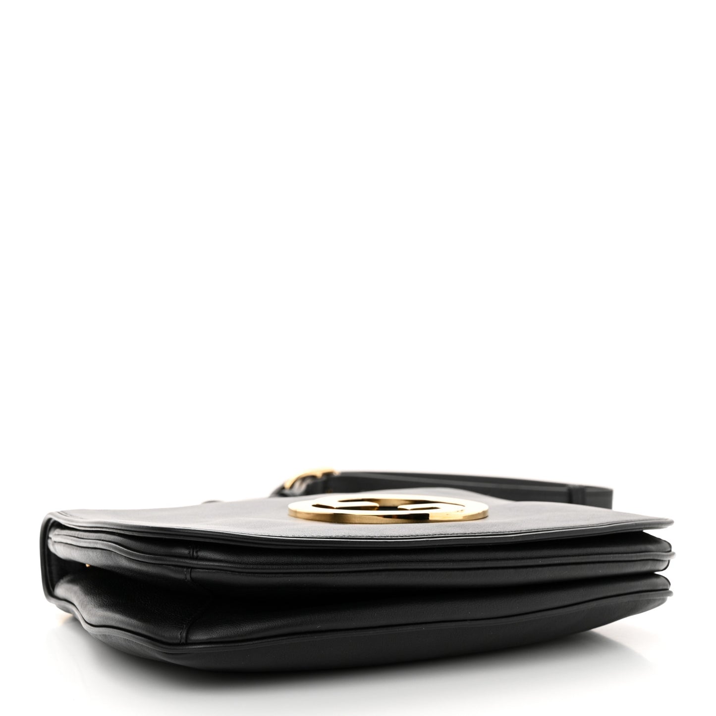 Roxy Calfskin Web Medium Blondie Shoulder Flap Bag Black