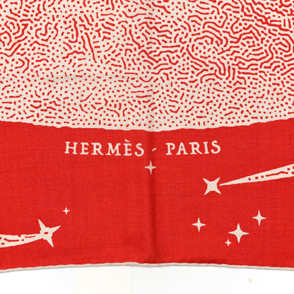 Hermes Silk Cashmere Clair De Lune Shawl 140 Rouge Naturel 2 of 4