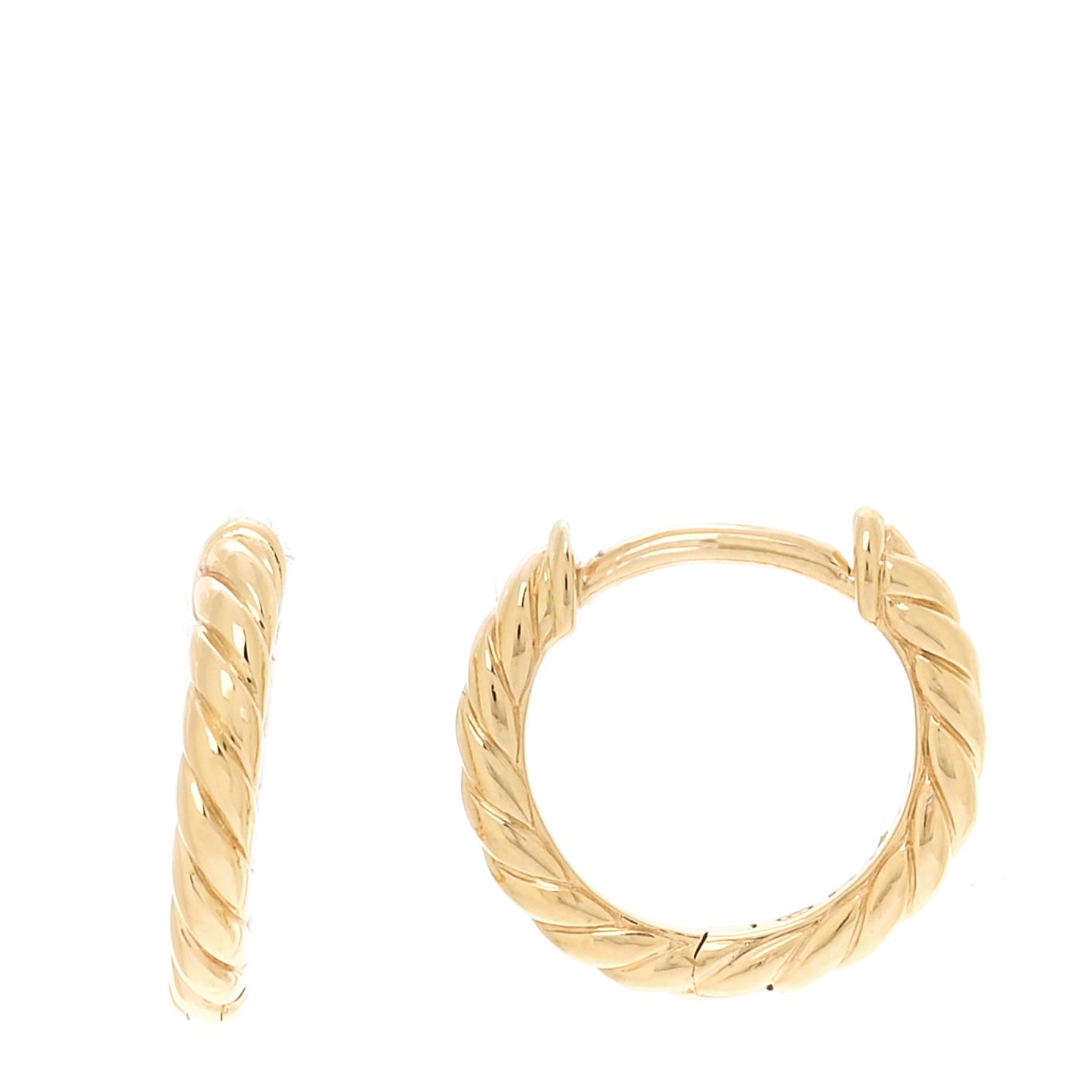 18K Yellow Gold Sculpted Cable Micro Huggie Hoop Earrings