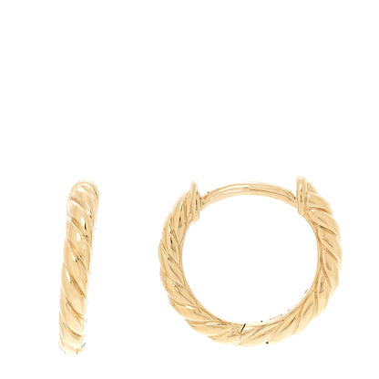 David Yurman 18K Yellow Gold Sculpted Cable Micro Huggie Hoop Earrings 1 of 4