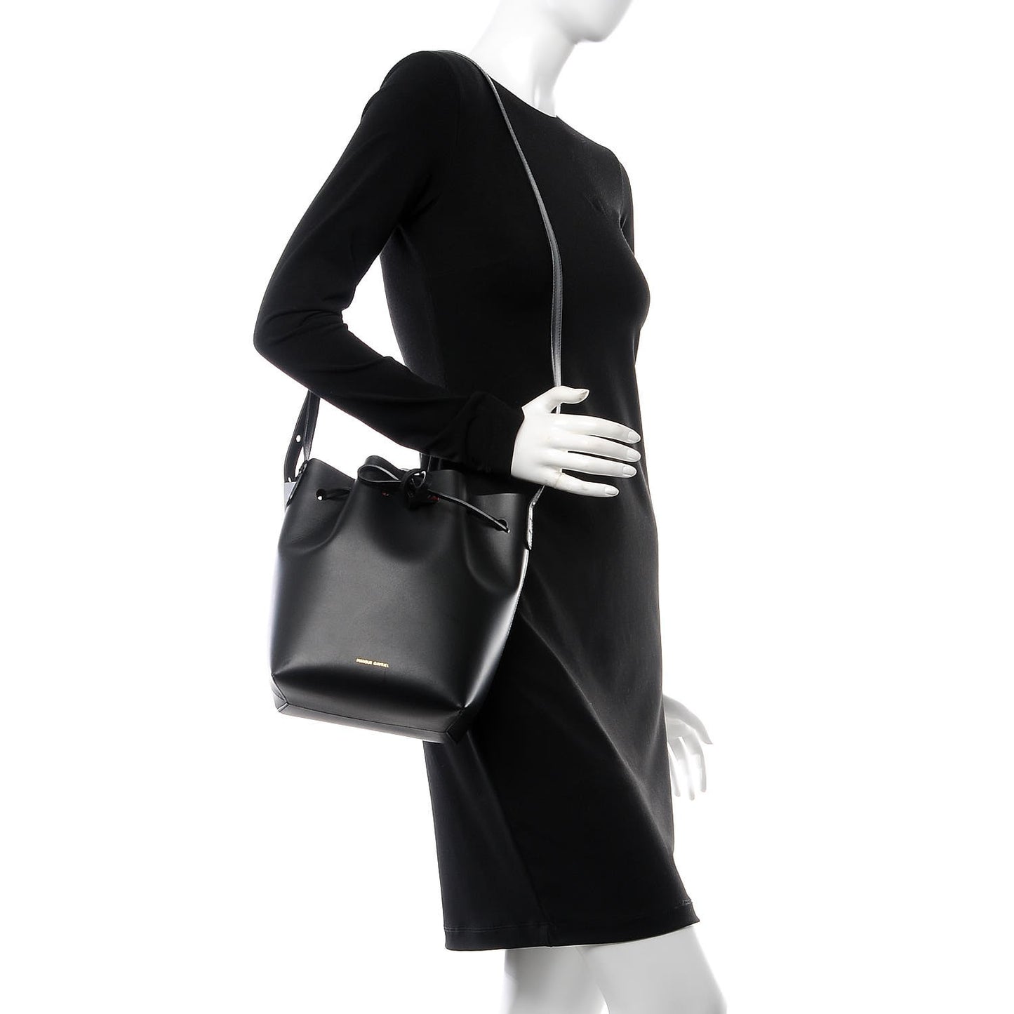 Calfskin Mini Bucket Bag Black Flamma