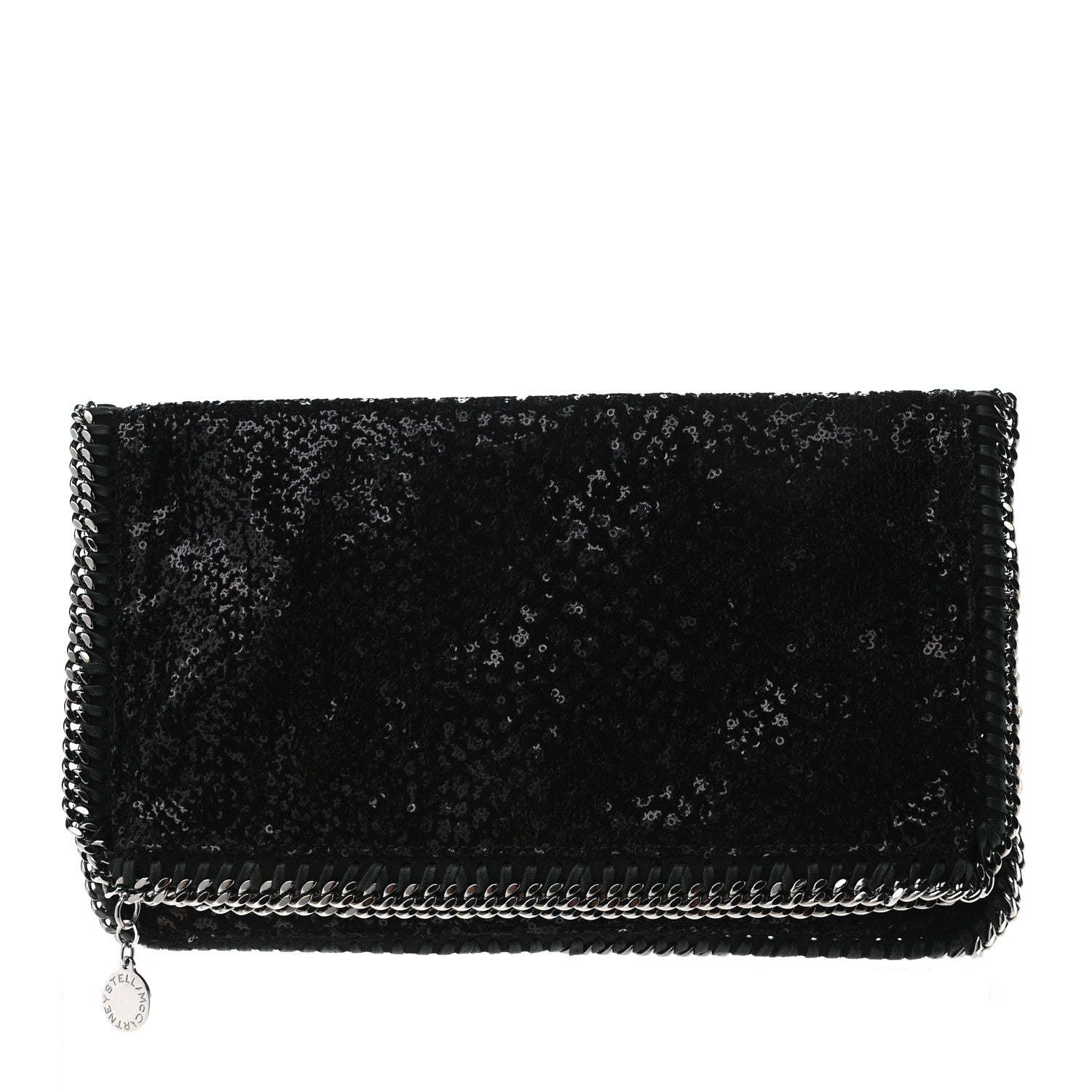 Stella McCartney Sequin Falabella Fold Over Clutch Black 1 of 12