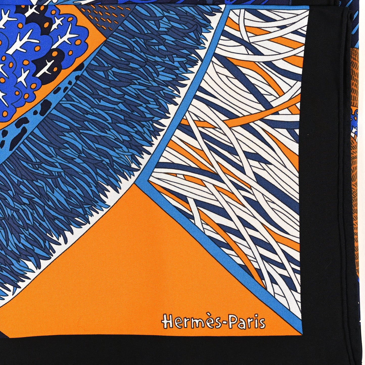 Silk A Travers Champs Scarf 90 Bleu Roy Orange Bleu