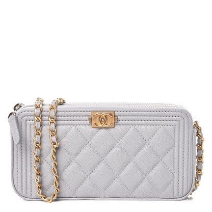 Chanel Caviar Quilted Small Boy Clutch With Chain Grey 1 of 11