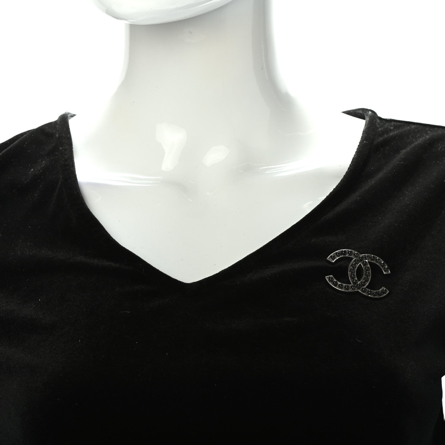 Chanel Bead CC Brooch Black Silver 2 of 4