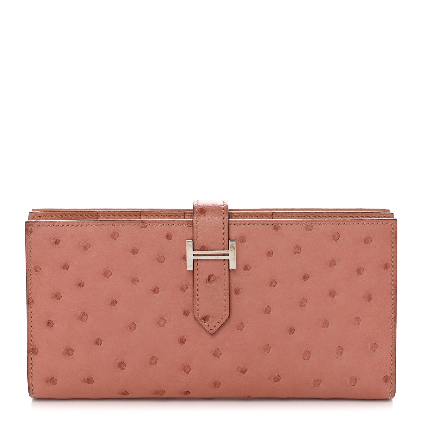 Ostrich Bearn Gusset Wallet Terre Cuite