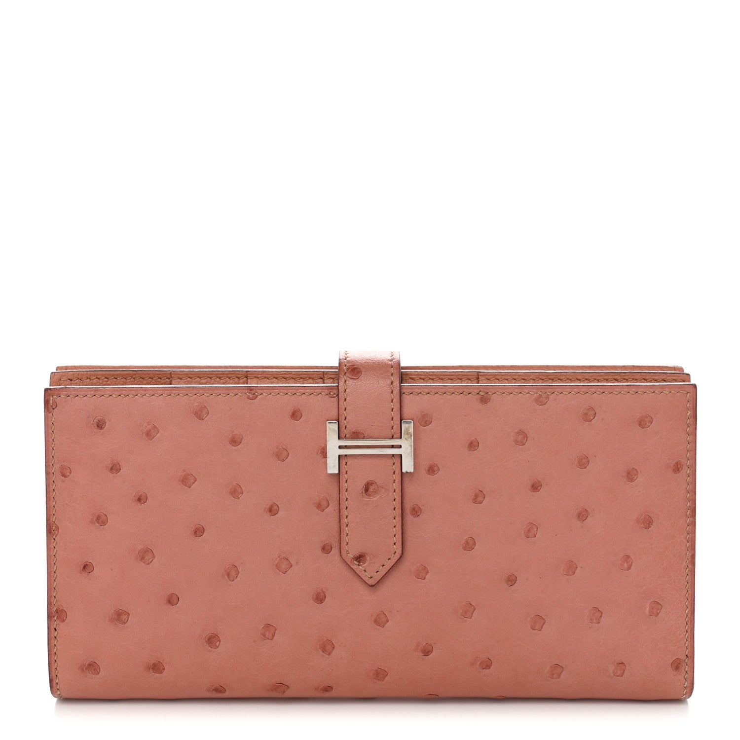 Hermes Ostrich Bearn Gusset Wallet Terre Cuite 1 of 9