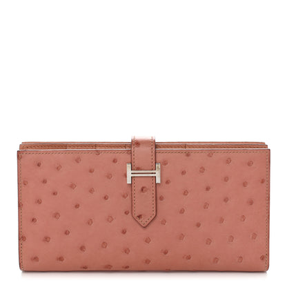 Hermes Ostrich Bearn Gusset Wallet Terre Cuite 1 of 9