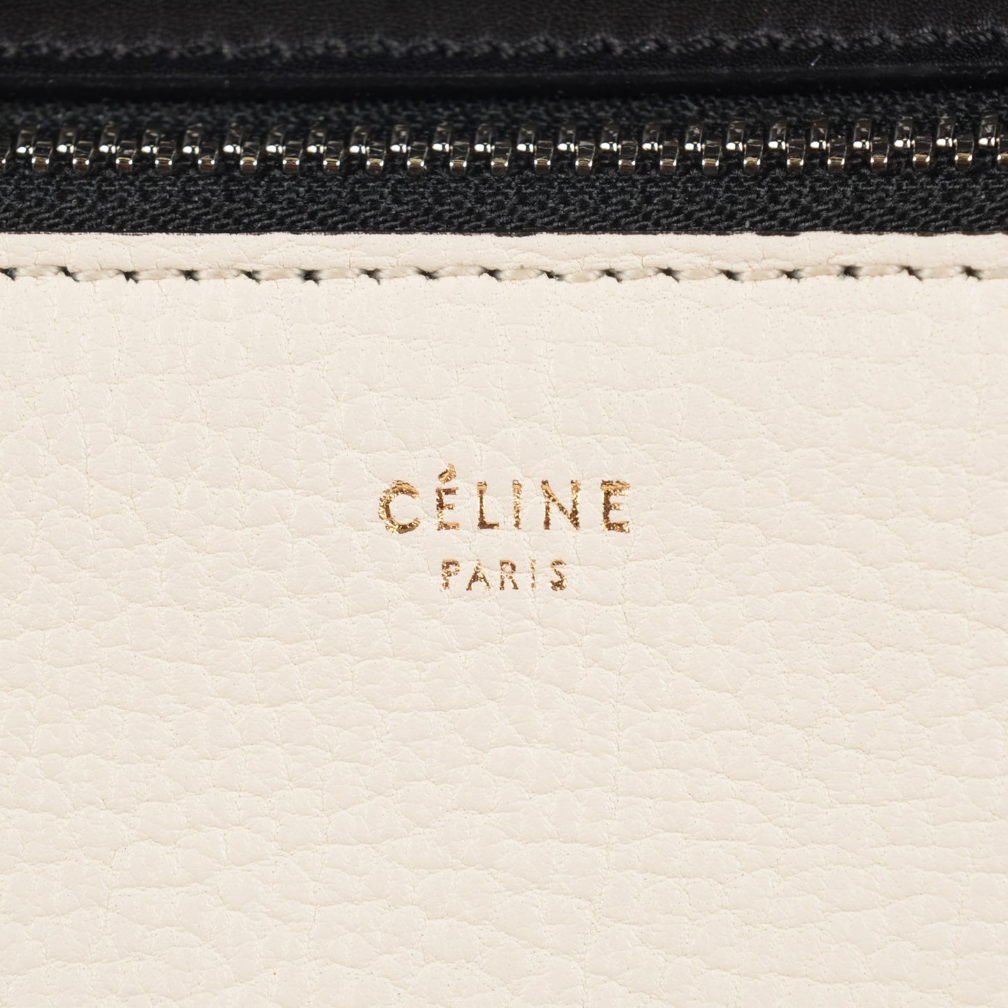 Textured Calfskin Small Bi-Color Edge Shoulder Bag Black Cream