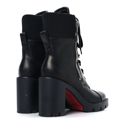 Christian Louboutin Calfskin Knit En Hiver Mixed Dual-Zip Booties 41 Black 4 of 7