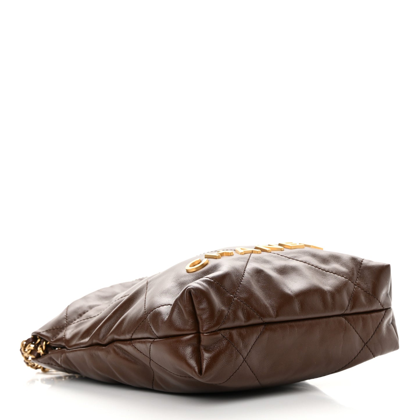 Shiny Calfskin Quilted Mini Chanel 22 Brown