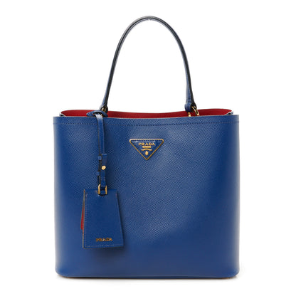 Prada Saffiano Cuir Medium Panier Bucket Bag Bleuette Fuoco 1 of 11