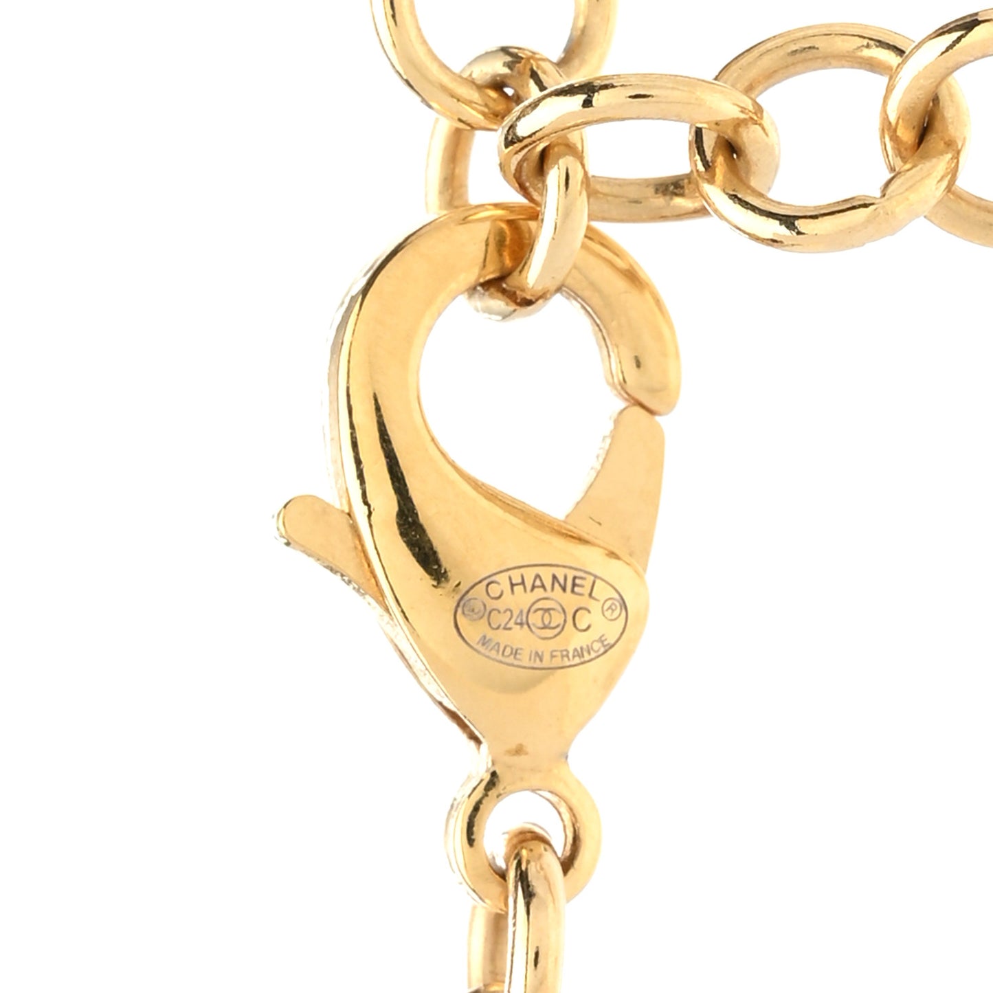 Pearl Enamel CC Chain Choker Necklace Gold
