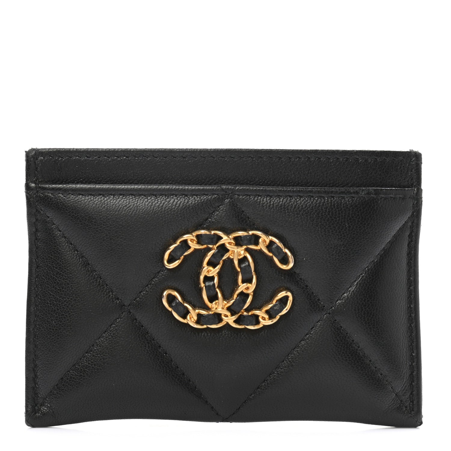 Chanel Lambskin Quilted Chanel 19 Card Holder Black 2 of 22