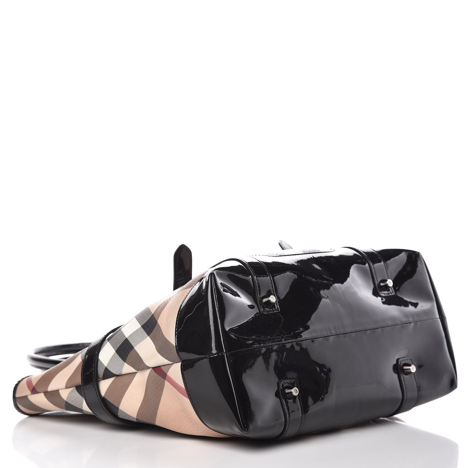 Burberry Patent Supernova Check Medium Denham Tote Black 4 of 15
