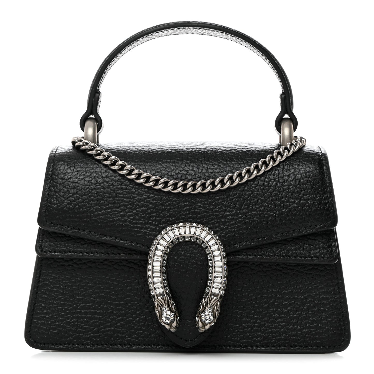 Dollar Calfskin Crystal Mini Dionysus Top Handle Bag Black Crystal