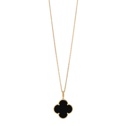 Van Cleef & Arpels 18K Yellow Gold Black Onyx Magic Alhambra Pendant Necklace 1 of 5