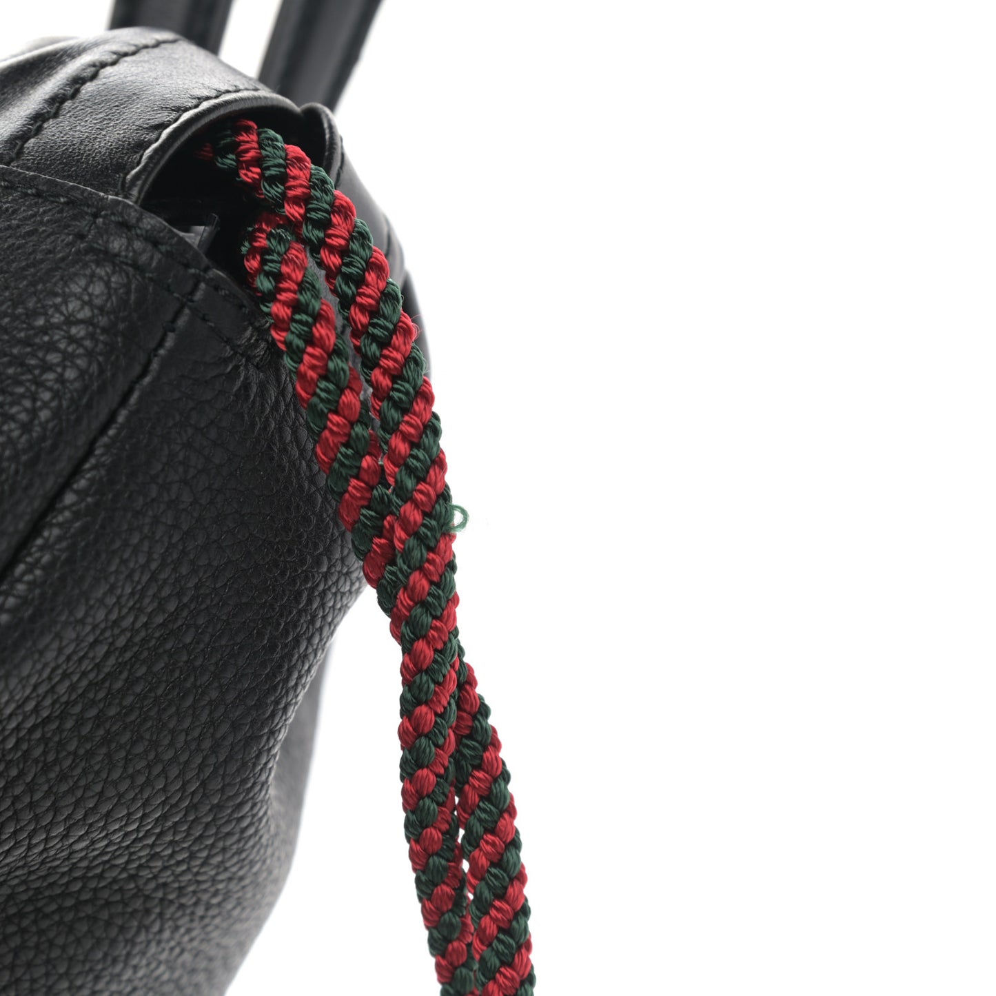 Calfskin Logo Drawstring Backpack Black