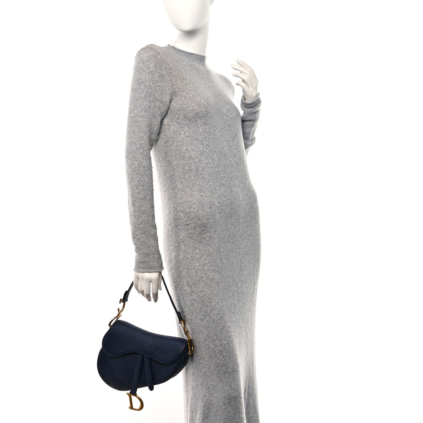 Grained Calfskin Saddle Bag Navy