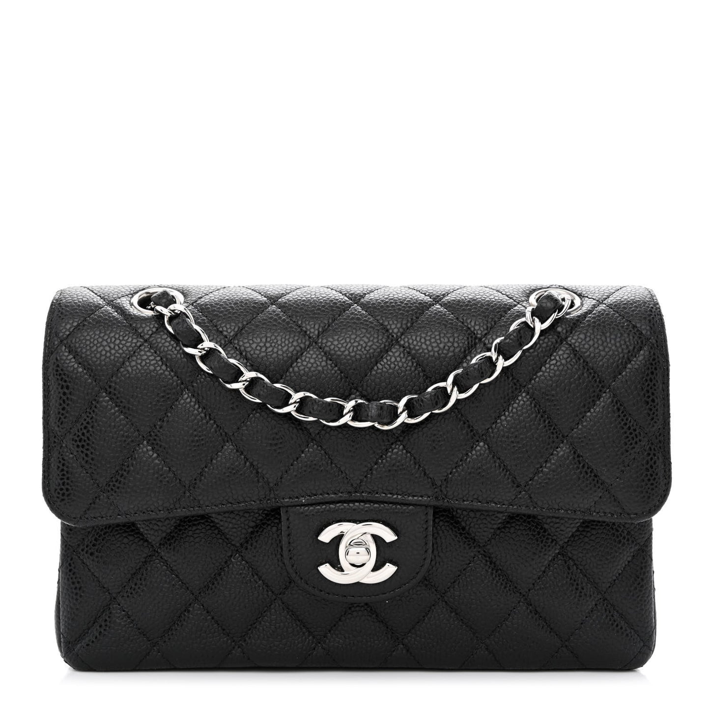 Caviar Quilted Small Double Flap Black