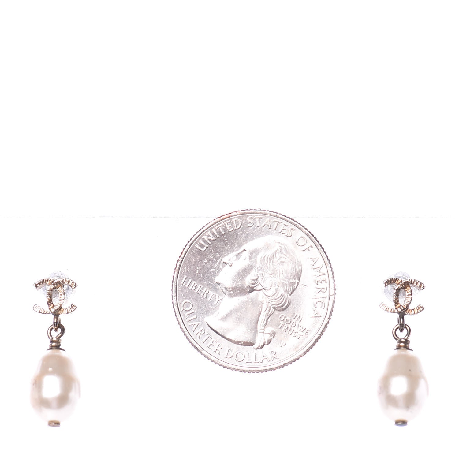 Chanel Pearl CC Drop Earrings Gold 2 of 4