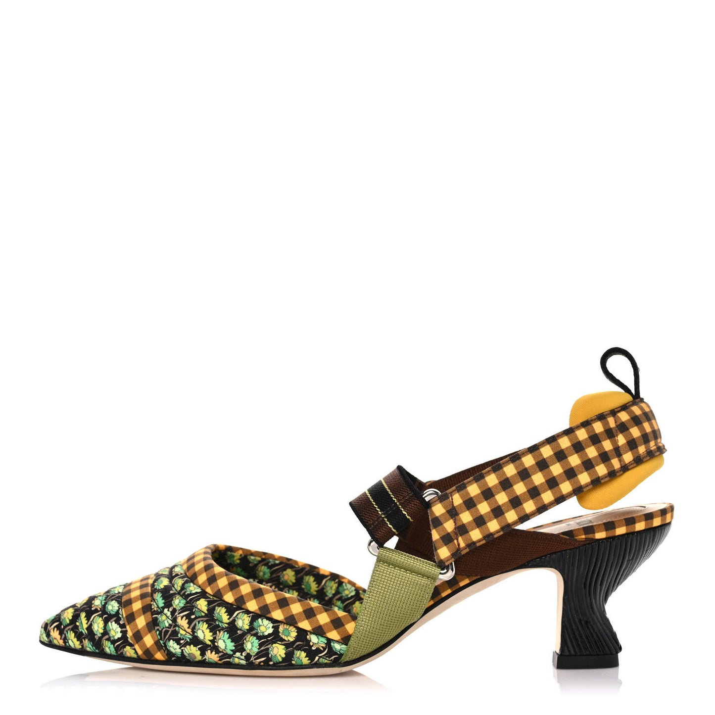 Cotton Printed Colibri 85mm Slingback Pumps 38 Moro Sunflower