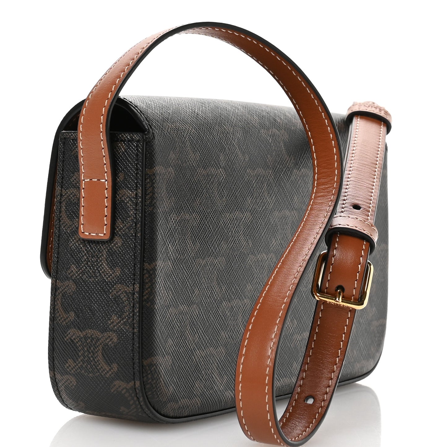 Canvas Calfskin Triomphe Shoulder Bag Tan