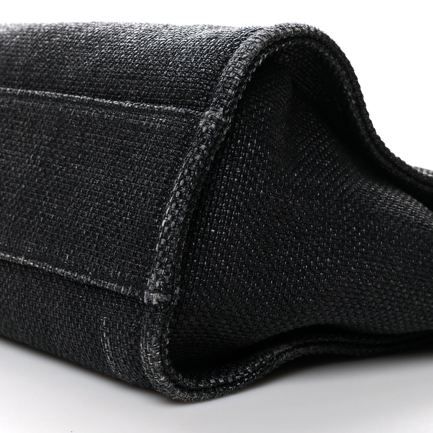 Woven Straw Raffia Small Deauville Tote Black