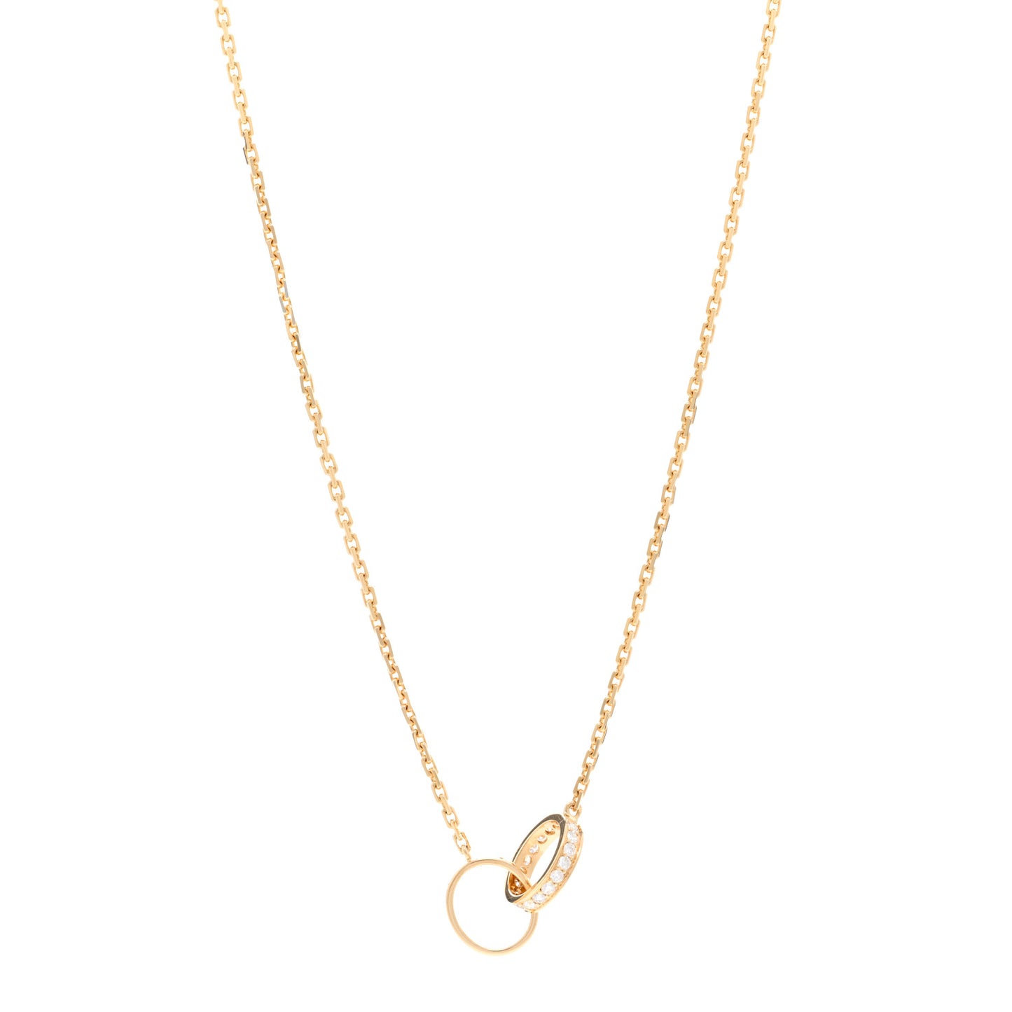 18K Yellow Gold Diamond Interlocking LOVE Necklace