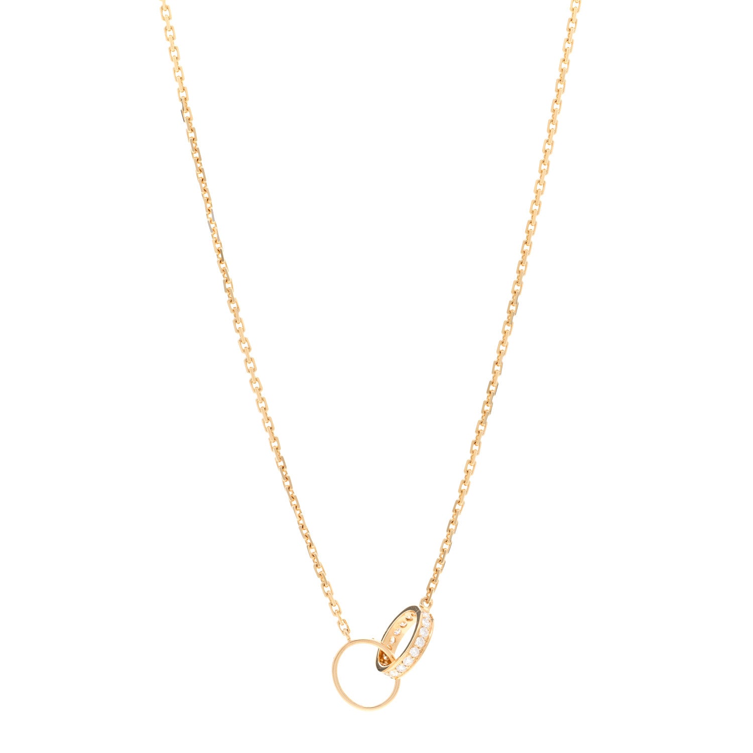 Cartier 18K Yellow Gold Diamond Interlocking LOVE Necklace 1 of 5
