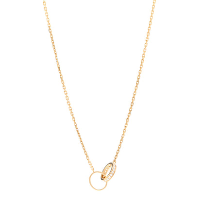 Cartier 18K Yellow Gold Diamond Interlocking LOVE Necklace 1 of 5
