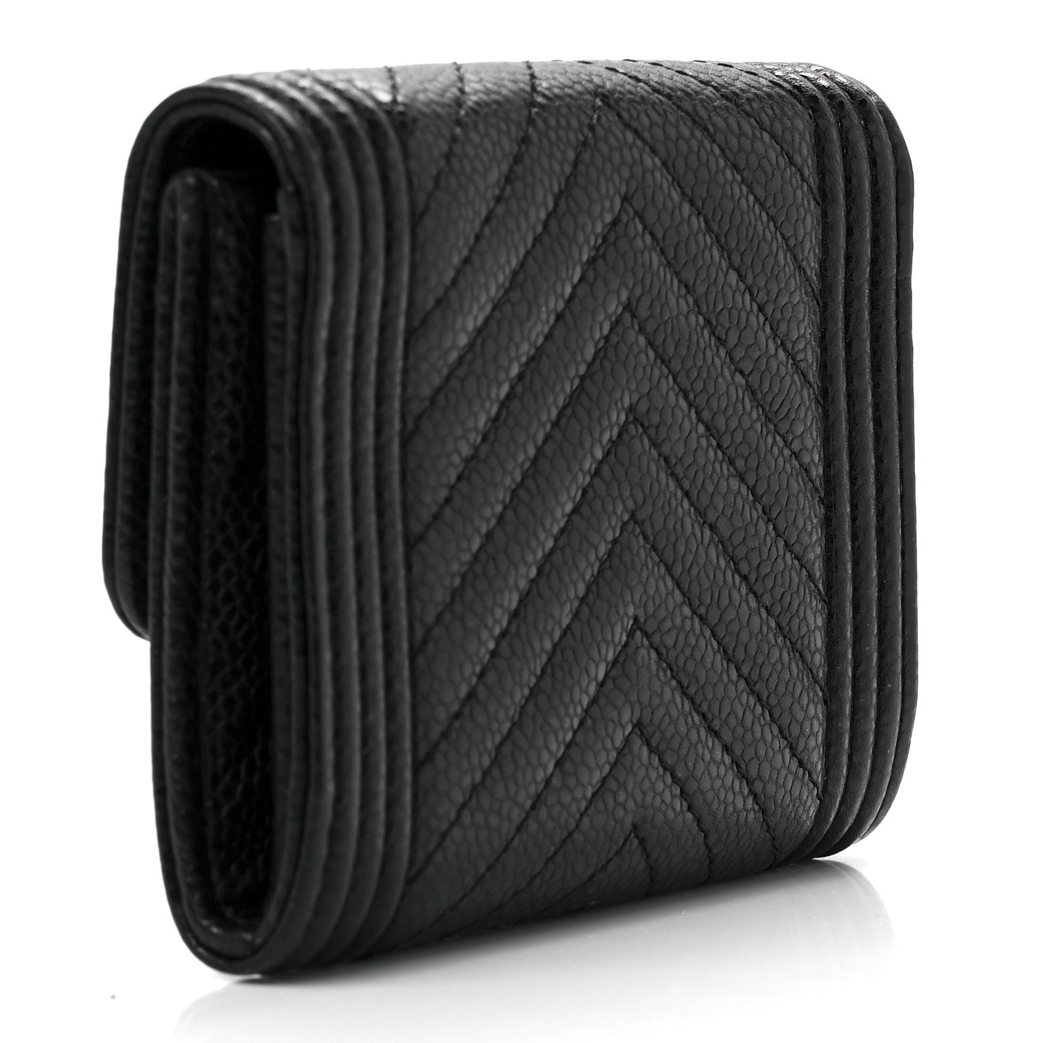 Chanel Caviar Chevron Quilted Boy Card Holder Wallet Black 2 of 11