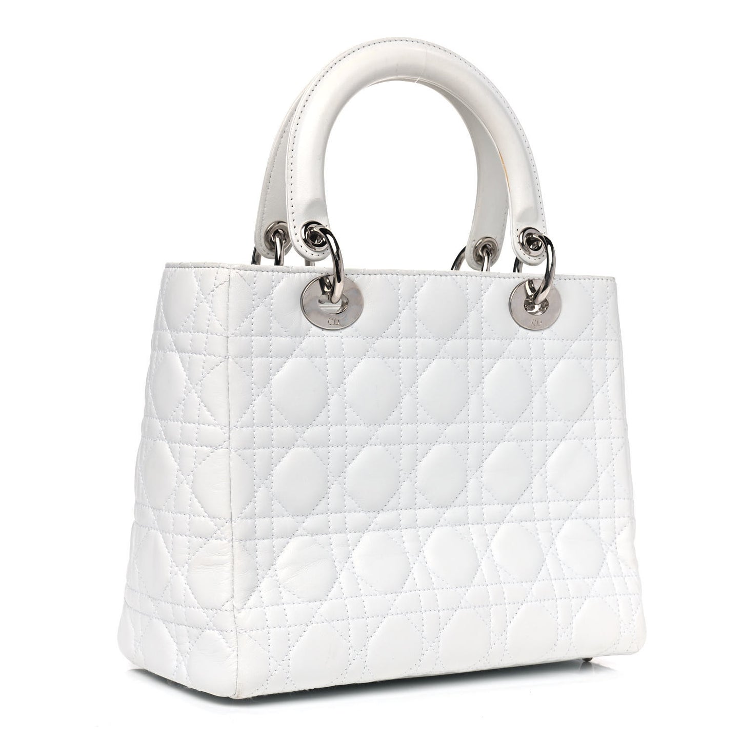 Lambskin Cannage Medium Lady Dior White